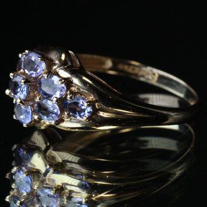14K Gold Tanzanite Cluster Ring